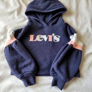2T Girls Levi's Cropped Hoodie with vintage retro peasant sleeves
